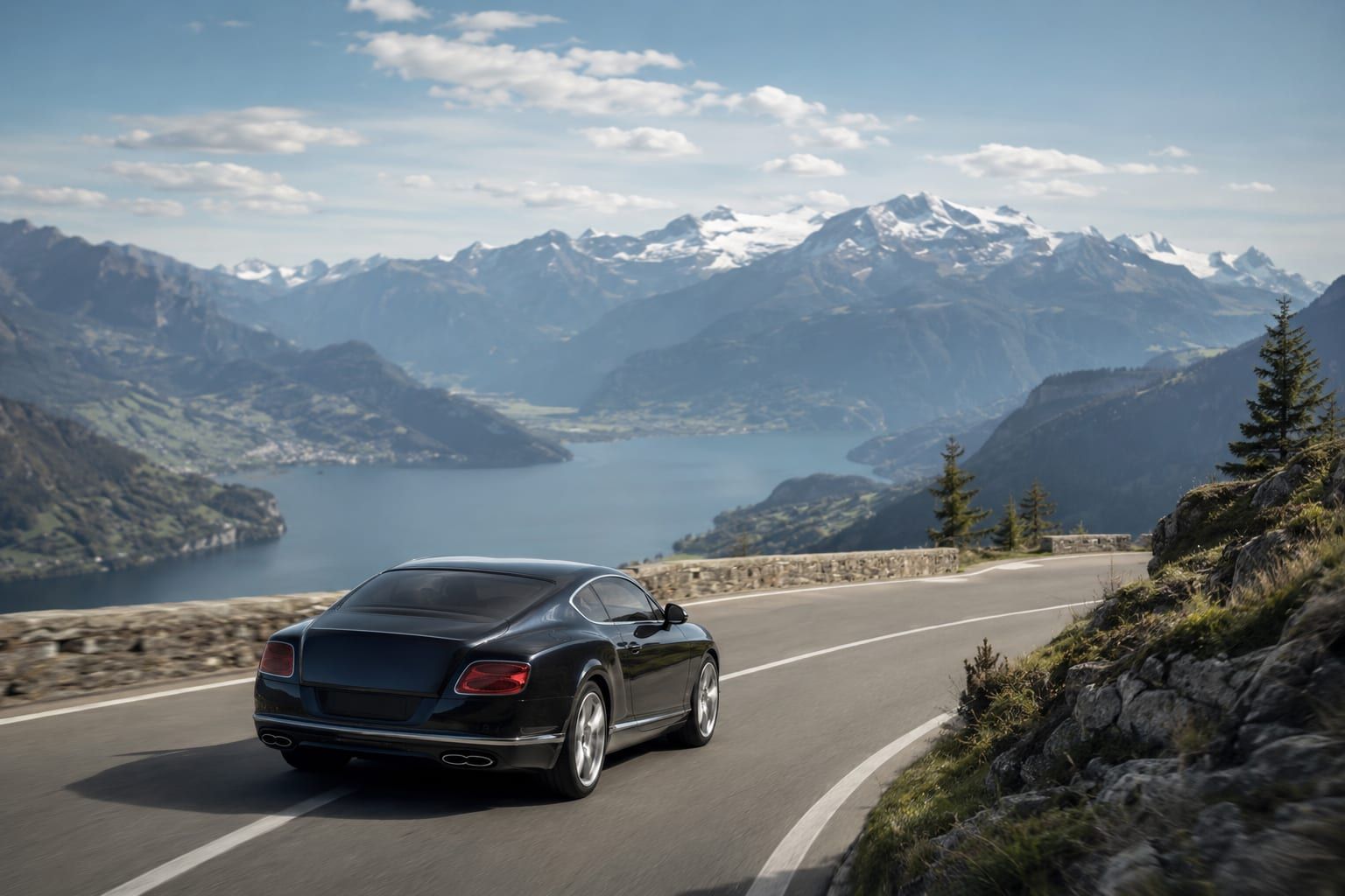 An editorial view along the Geneva to the Alps driving route.