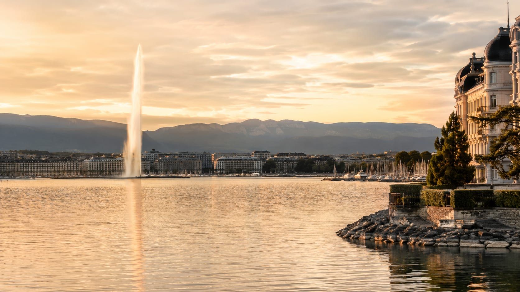 A luxury car prepared in Geneva before a drive into the Alps.