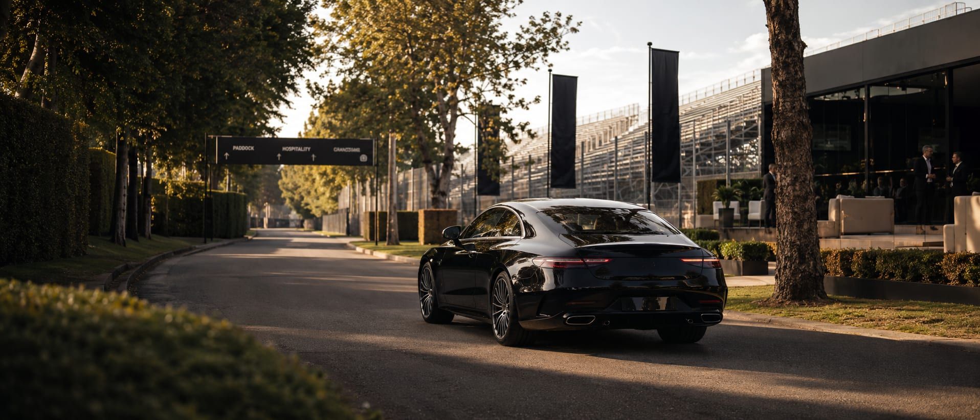 A measured transfer toward the Parco di Monza on Italian Grand Prix weekend, planned around the circuit access windows.